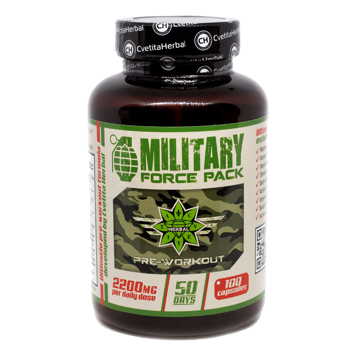 Byliny a aminokyseliny - Military Force Pack (100 kapslí x 1100 mg)