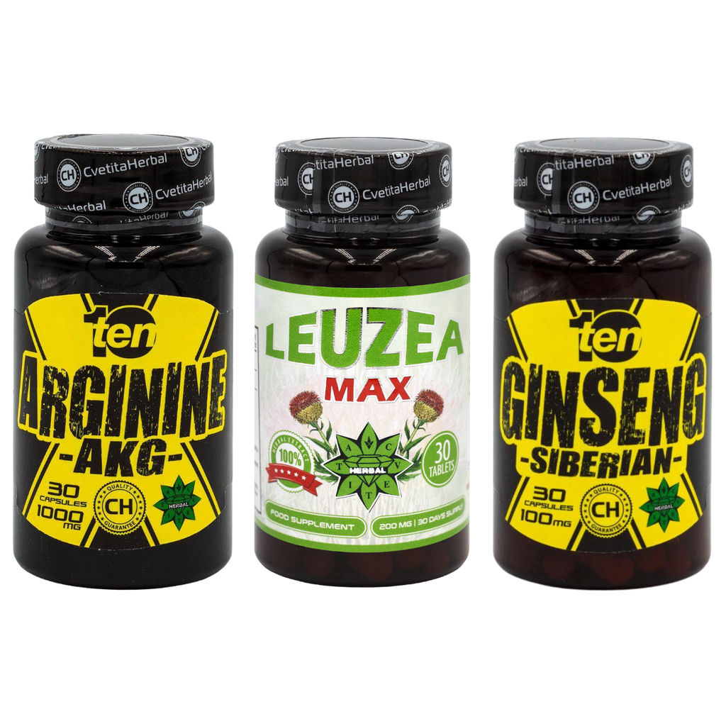 COMBO BALÍČEK: Leuzea 30 tablet + TEN Arginine 40 tablet + Ten Siberian Ginseng 30 tablet