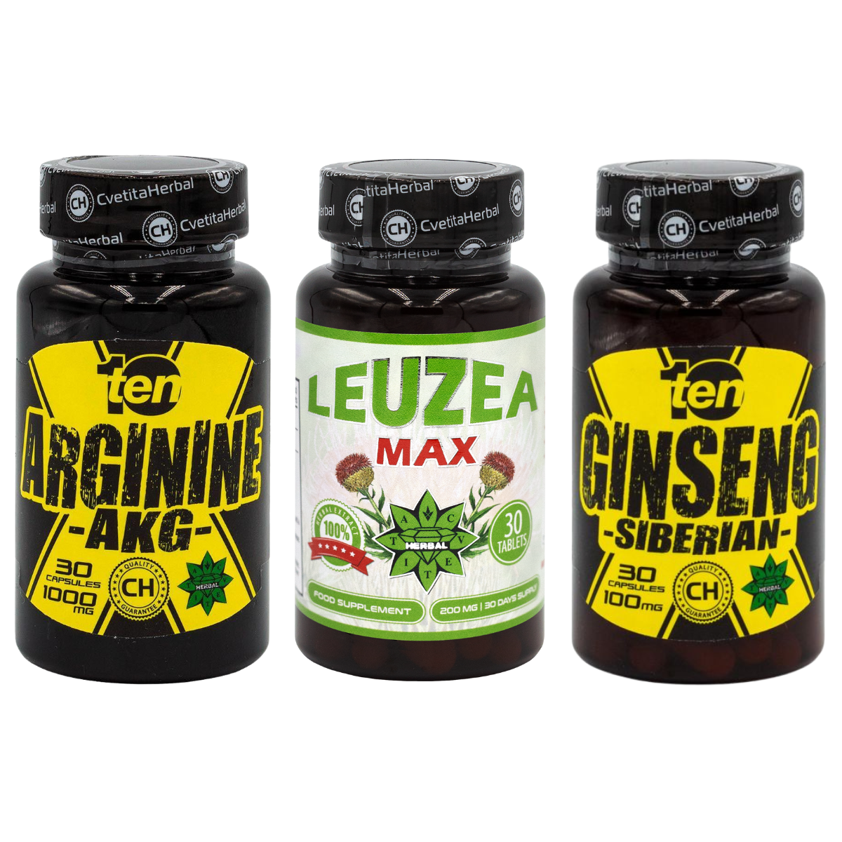 COMBO BALÍČEK: Leuzea 30 tablet + TEN Arginine 40 tablet + Ten Siberian Ginseng 30 tablet