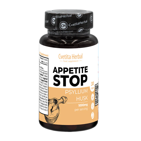 Jablečný ocet "Bílý jitrocel (Psyllium)" - Appetite Stop (30 kapslí x 1000 mg)