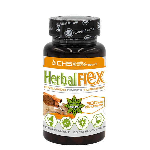 Kurkuma, zázvor, cejlonská skořice - Herbal Flex (80 kapslí x 300mg) - Herbal Flex