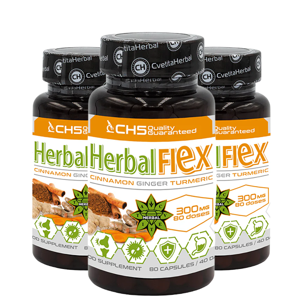Kurkuma, zázvor, cejlonská skořice - Herbal Flex (80 kapslí x 300mg) - Herbal Flex