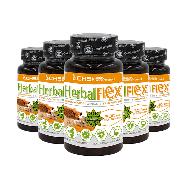Kurkuma, zázvor, cejlonská skořice - Herbal Flex (80 kapslí x 300mg) - Herbal Flex