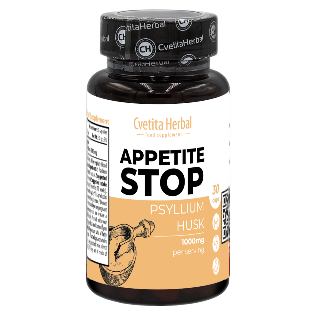 Jablečný ocet "Bílý jitrocel (Psyllium)" - Appetite Stop (30 kapslí x 1000 mg)