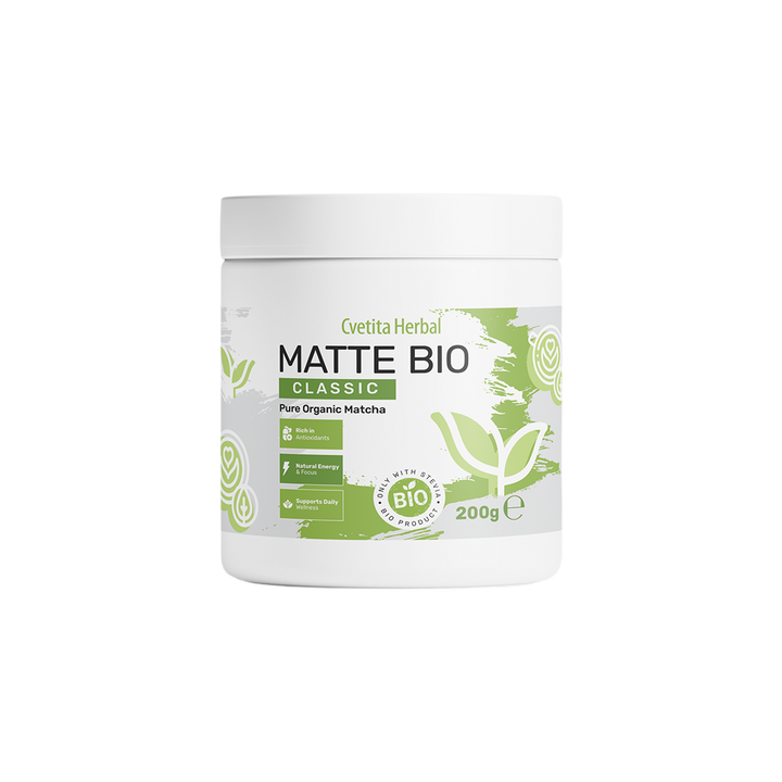 Matte Bio (BIO MATCHA LATTE) + Krabice proteinových muffinů s příchutí pistácie MHN