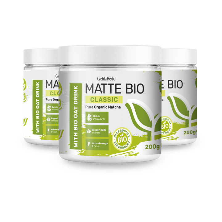 Matte Bio Classic 2+1 - zvýhodněné balení tří dóz bio matchy po 200 g