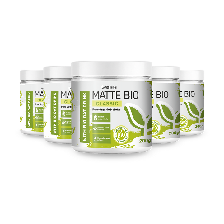 Matte Bio Classic 3+2 - zvýhodněné balení pěti dóz bio matchy po 200 g