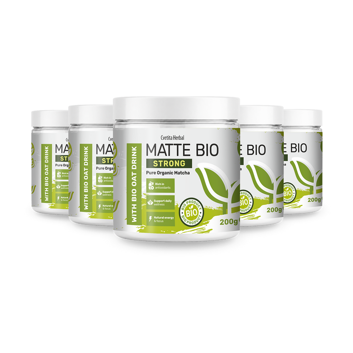 Matte Bio Strong 3+2 - zvýhodněné balení pěti dóz bio matchy po 200 g