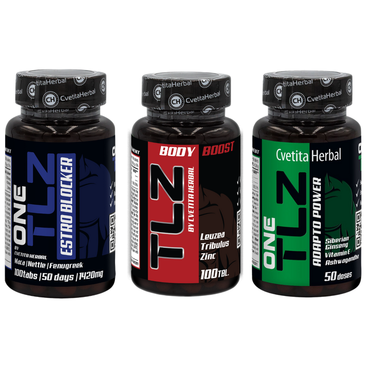 COMBO BALÍČEK: TLZ BODY BOOST 100 tablet + TLZ ESTRO BLOCKER 100 tablet + TLZ ADAPTO POWER 50 tablet