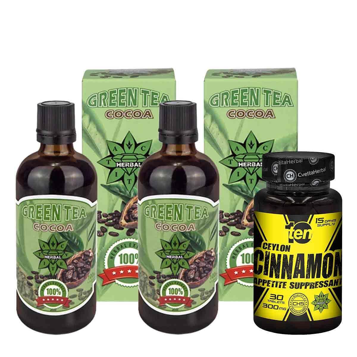 Green Tea + Cocoa - Zelený čaj s kakaem 2 kusy + Dárek Ten/10 Cinnamon